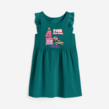 Four-ever Young 4th Birthday – Personalized Name Frock for Girls - MYRTLE GREEN - 0 - 6 Months Old (Chest 18")