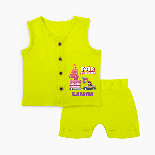 Monthly Milestone Baby Jabla Set -4th Month | Personalized Print | Cute & Comfortable - LIME GREEN - 0 - 3 Months Old (Chest 9.8")