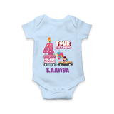 Monthly Milestone Baby Bodysuit -4th Month | Personalized Print | Cute & Comfortable - BABY BLUE - New Born (Chest 14")