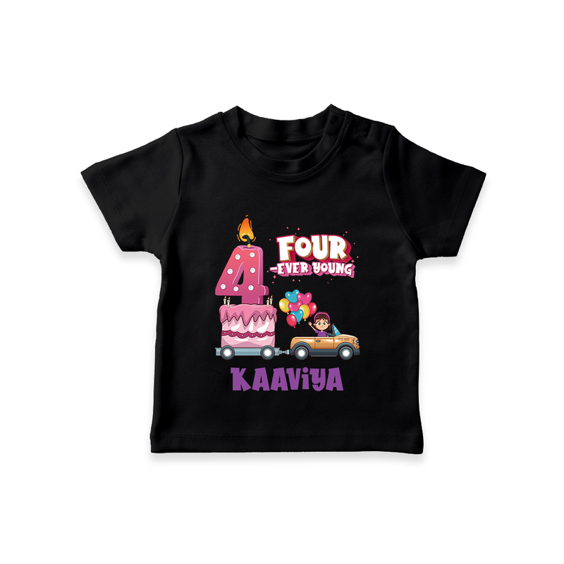 Monthly Milestone Baby T-Shirt -4th Month | Personalized Print | Cute & Comfortable - BLACK - 0-5 Months Old (Chest 17")