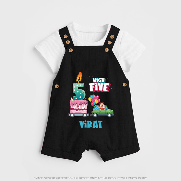 Newborn Dungaree Set for 5 Month | Customizable Dungaree Set | Ideal for Celebrations - BLACK - 0 - 5 Months Old (Chest 18")