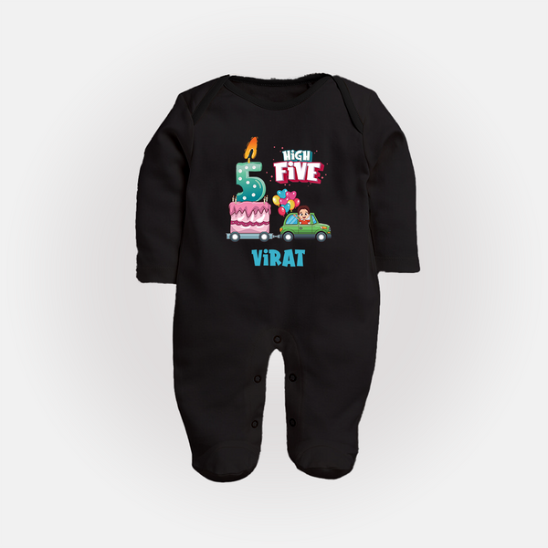 Newborn Full Sleeve Bodysuit/ Sleep Suit/ Jumpsuit for 5 Month | Customizable Full Sleeve Bodysuit/ Sleep Suit/ Jumpsuit | Ideal for Celebrations - BLACK - New Born (Chest 7.5")