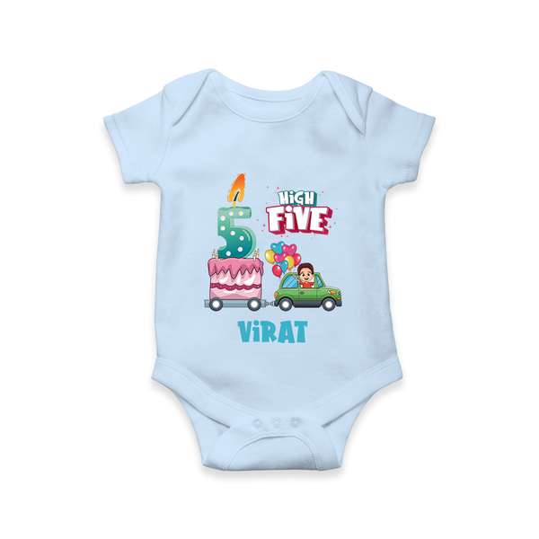 Newborn Romper/Onesie for 5 Month | Customizable Bodysuit | Ideal for Celebrations - BABY BLUE - New Born (Chest 14")