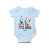 Celebrate Your Babies 5th Month With "HIGH FIVE" - Customized Romper For Babies With Name - BABY BLUE - 0 - 3 Months Old (Chest 16")