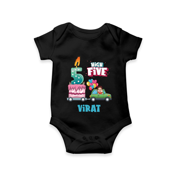 Newborn Romper/Onesie for 5 Month | Customizable Bodysuit | Ideal for Celebrations - BLACK - New Born (Chest 14")