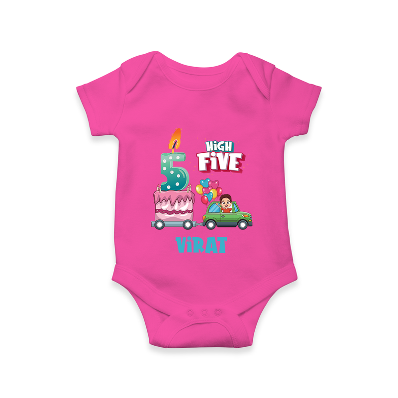 Newborn Romper/Onesie for 5 Month | Customizable Bodysuit | Ideal for Celebrations - HOT PINK - New Born (Chest 14")