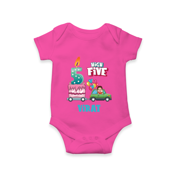 Newborn Romper/Onesie for 5 Month | Customizable Bodysuit | Ideal for Celebrations - HOT PINK - New Born (Chest 14")