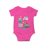 Celebrate Your Babies 5th Month With "HIGH FIVE" - Customized Romper For Babies With Name - HOT PINK - 0 - 3 Months Old (Chest 16")