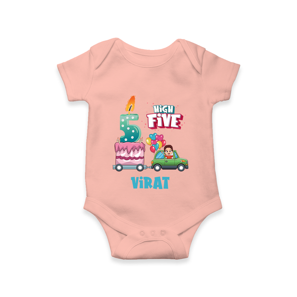 Newborn Romper/Onesie for 5 Month | Customizable Bodysuit | Ideal for Celebrations - PEACH - New Born (Chest 14")