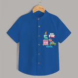High Five 5th Birthday – Custom Name Shirt for Boys - COBALT BLUE - 0 - 6 Months Old (Chest 21")