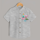 Celebrate Your Kids 5th Year Birthday With "HIGH FIVE" - Personalized Birthday Shirts with Customized Name - GREY MELANGE - 0 - 6 Months Old (Chest 23")