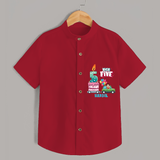 High Five 5th Birthday – Custom Name Shirt for Boys - RED - 0 - 6 Months Old (Chest 21")