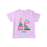 Celebrate Your Kids 5th Year Birthday With "HIGH FIVE" - Personalized Birthday T-Shirts with Customized Name For Boys - LILAC - 0-5 Months Old (Chest 17")