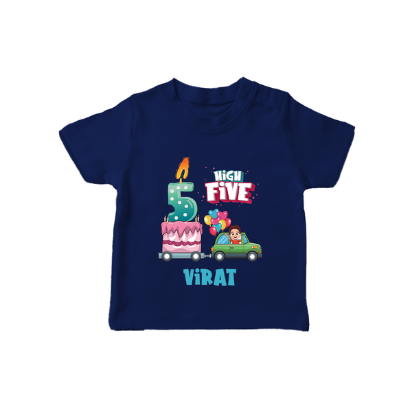 Newborn T-Shirt for 5 Month | Customizable T-Shirt | Ideal for Celebrations - NAVY BLUE - 0-5 Months Old (Chest 17")