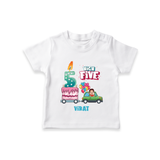 Celebrate Your Kids 5th Year Birthday With "HIGH FIVE" - Personalized Birthday T-Shirts with Customized Name For Boys - WHITE - 0-5 Months Old (Chest 17")