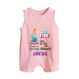 Baby Milestone Romper Suit/ Sleeveless Romper | Custom 5 Month Romper Suit/ Sleeveless Romper | Soft, Skin-Friendly Cotton - BABY PINK - 0 - 5 Months Old (Chest 18")
