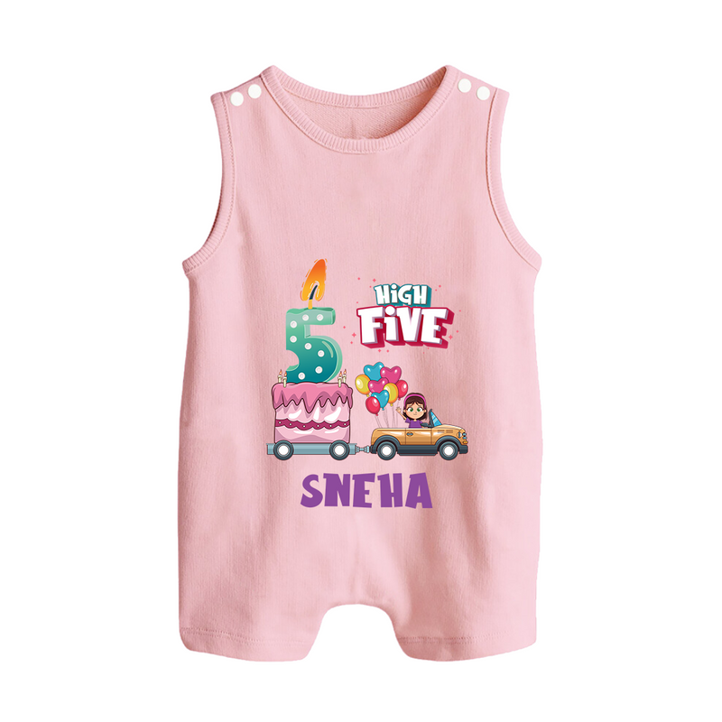 Baby Milestone Romper Suit/ Sleeveless Romper | Custom 5 Month Romper Suit/ Sleeveless Romper | Soft, Skin-Friendly Cotton - BABY PINK - 0 - 5 Months Old (Chest 18")