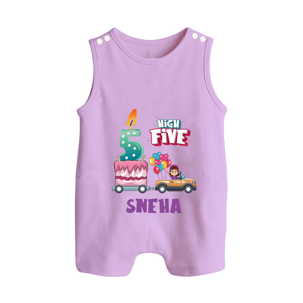 Baby Milestone Romper Suit/ Sleeveless Romper | Custom 5 Month Romper Suit/ Sleeveless Romper | Soft, Skin-Friendly Cotton - LILAC - 0 - 5 Months Old (Chest 18")
