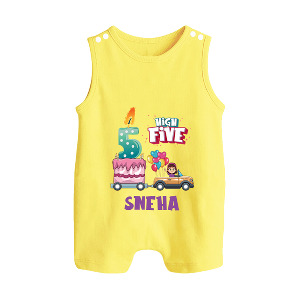 Baby Milestone Romper Suit/ Sleeveless Romper | Custom 5 Month Romper Suit/ Sleeveless Romper | Soft, Skin-Friendly Cotton - PASTEL YELLOW - 0 - 5 Months Old (Chest 18")