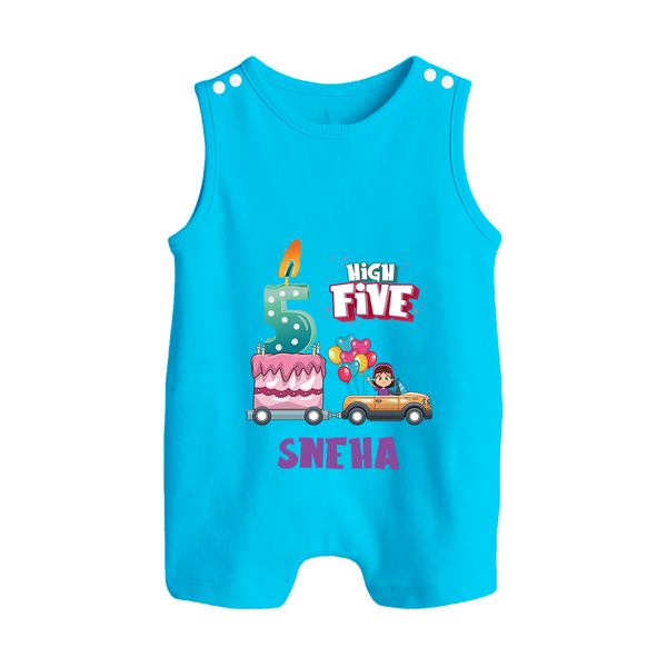 Baby Milestone Romper Suit/ Sleeveless Romper | Custom 5 Month Romper Suit/ Sleeveless Romper | Soft, Skin-Friendly Cotton - SKY BLUE - 0 - 5 Months Old (Chest 18")