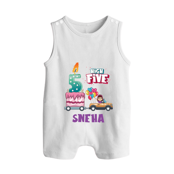 Baby Milestone Romper Suit/ Sleeveless Romper | Custom 5 Month Romper Suit/ Sleeveless Romper | Soft, Skin-Friendly Cotton - WHITE - 0 - 5 Months Old (Chest 18")