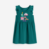 High Five 5th Birthday – Personalized Name Frock for Girls - MYRTLE GREEN - 0 - 6 Months Old (Chest 18")