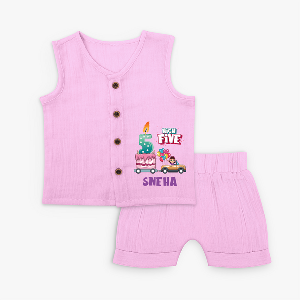 Baby Milestone Jabla Set | Custom 5 Month Jabla Set | Soft, Skin-Friendly Cotton - BABY PINK - 0 - 3 Months Old (Chest 9.8")