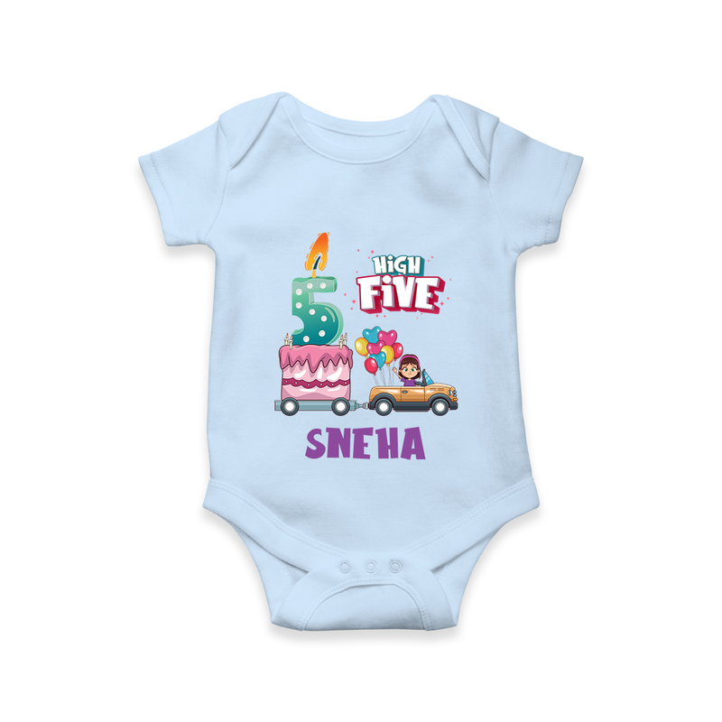 Baby Milestone Romper | Custom 5 Month Onesie | Soft, Skin-Friendly Cotton - BABY BLUE - New Born (Chest 14")