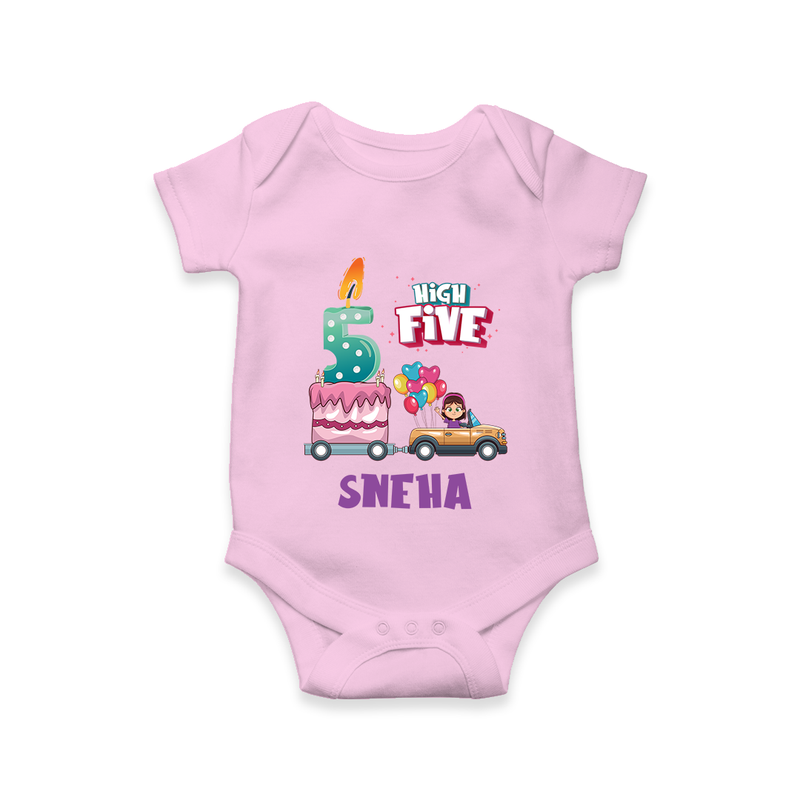 Baby Milestone Romper | Custom 5 Month Onesie | Soft, Skin-Friendly Cotton - BABY PINK - New Born (Chest 14")