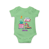 Celebrate Your Little ChampÕs 5th Month With "HIGH FIVE" - Special Romper For Babies With Name - GREEN - 0 - 3 Months Old (Chest 16")