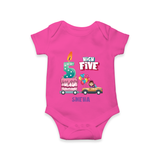 Celebrate Your Little ChampÕs 5th Month With "HIGH FIVE" - Special Romper For Babies With Name - HOT PINK - 0 - 3 Months Old (Chest 16")