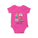 Baby Milestone Romper | Custom 5 Month Onesie | Soft, Skin-Friendly Cotton - HOT PINK - New Born (Chest 14")