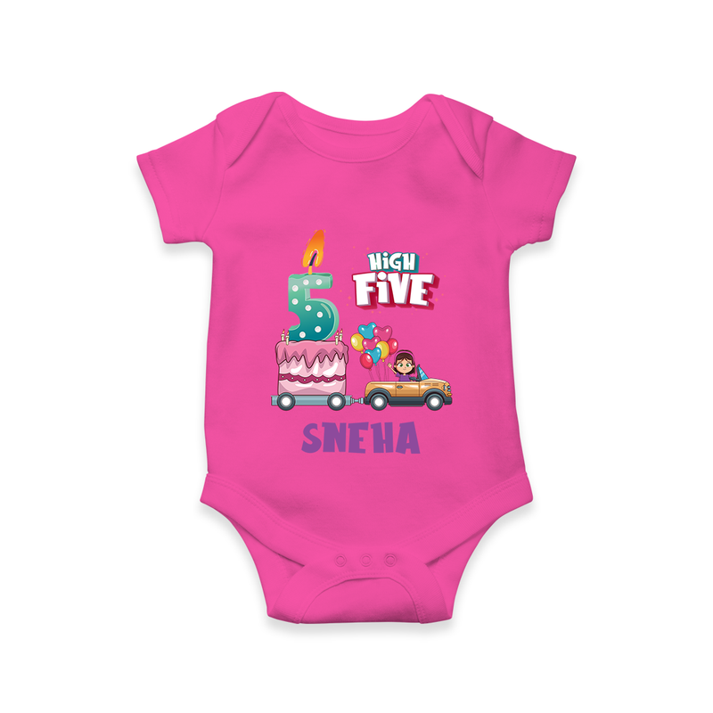 Baby Milestone Romper | Custom 5 Month Onesie | Soft, Skin-Friendly Cotton - HOT PINK - New Born (Chest 14")
