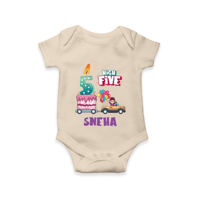 Baby Milestone Romper | Custom 5 Month Onesie | Soft, Skin-Friendly Cotton - IVORY - New Born (Chest 14")