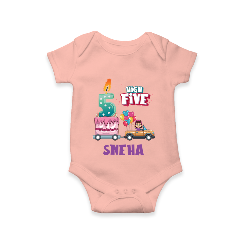 Baby Milestone Romper | Custom 5 Month Onesie | Soft, Skin-Friendly Cotton - PEACH - New Born (Chest 14")