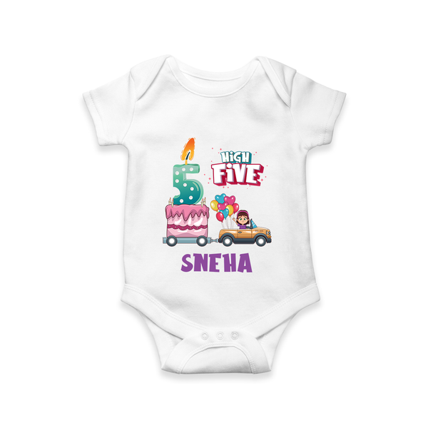 Baby Milestone Romper | Custom 5 Month Onesie | Soft, Skin-Friendly Cotton - WHITE - New Born (Chest 14")