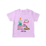 Celebrate Your Kids 5th Year Birthday With "HIGH FIVE" - Personalized Birthday T-Shirts with Customized Name For Girls - LILAC - 0-5 Months Old (Chest 17")