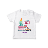 Celebrate Your Kids 5th Year Birthday With "HIGH FIVE" - Personalized Birthday T-Shirts with Customized Name For Girls - WHITE - 0-5 Months Old (Chest 17")