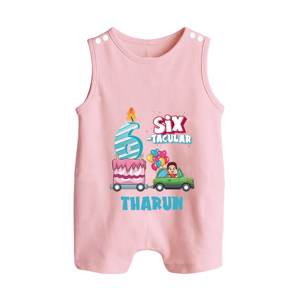 Celebrate 6 Month with Custom Romper Suit/ Sleeveless Romper | Personalized Newborn Outfit | Soft Cotton Comfort - BABY PINK - 0 - 5 Months Old (Chest 18")