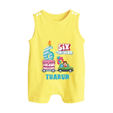 Celebrate 6 Month with Custom Romper Suit/ Sleeveless Romper | Personalized Newborn Outfit | Soft Cotton Comfort - PASTEL YELLOW - 0 - 5 Months Old (Chest 18")