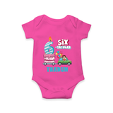 Celebrate 6 Month with Custom Romper | Personalized Newborn Outfit | Soft Cotton Comfort - HOT PINK - New Born (Chest 14")