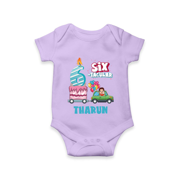 Celebrate 6 Month with Custom Romper | Personalized Newborn Outfit | Soft Cotton Comfort - LILAC - New Born (Chest 14")