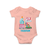 Celebrate 6 Month with Custom Romper | Personalized Newborn Outfit | Soft Cotton Comfort - PEACH - New Born (Chest 14")