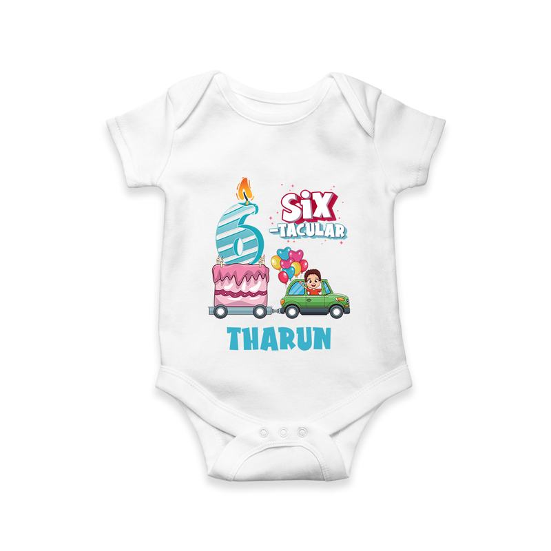 Celebrate 6 Month with Custom Romper | Personalized Newborn Outfit | Soft Cotton Comfort - WHITE - New Born (Chest 14")