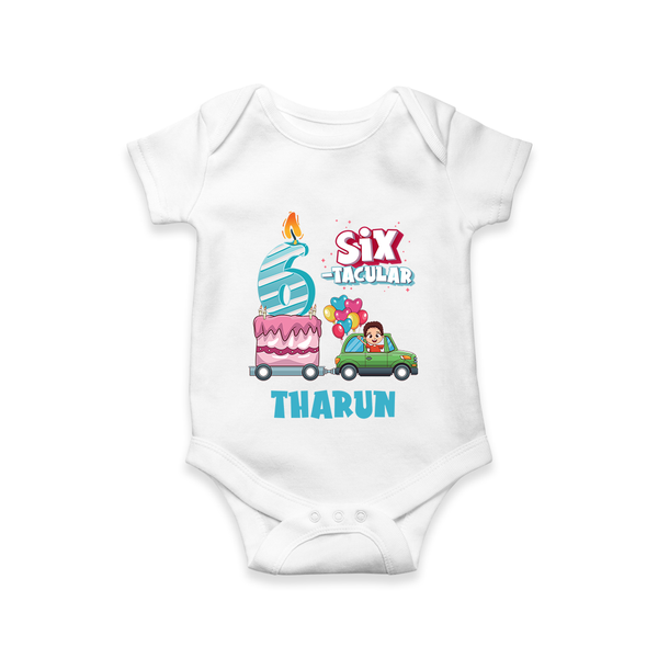 Celebrate 6 Month with Custom Romper | Personalized Newborn Outfit | Soft Cotton Comfort - WHITE - New Born (Chest 14")