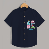 Six-tacular 6th Birthday – Custom Name Shirt for Boys - NAVY BLUE - 0 - 6 Months Old (Chest 21")