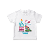 Celebrate Your Kids 6th Year Birthday With "SIX-TACULAR" - Personalized Birthday T-Shirts with Customized Name For Boys - WHITE - 0-5 Months Old (Chest 17")