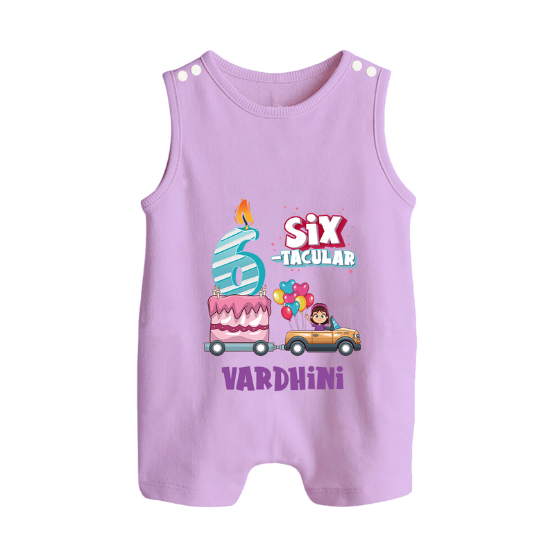 Monthly Milestone Baby Romper Suit/ Sleeveless Romper -6th Month | Personalized Print | Cute & Comfortable - LILAC - 0 - 5 Months Old (Chest 18")