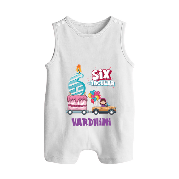 Monthly Milestone Baby Romper Suit/ Sleeveless Romper -6th Month | Personalized Print | Cute & Comfortable - WHITE - 0 - 5 Months Old (Chest 18")