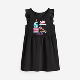 Six-tacular 6th Birthday – Personalized Name Frock for Girls - BLACK - 0 - 6 Months Old (Chest 18")